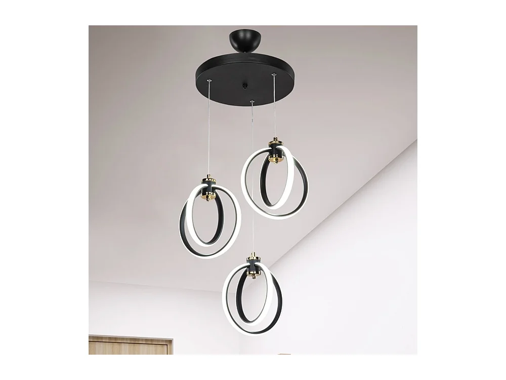 Lampada a sospensione tre punti luce cerchi LED Felicia ASZ1593