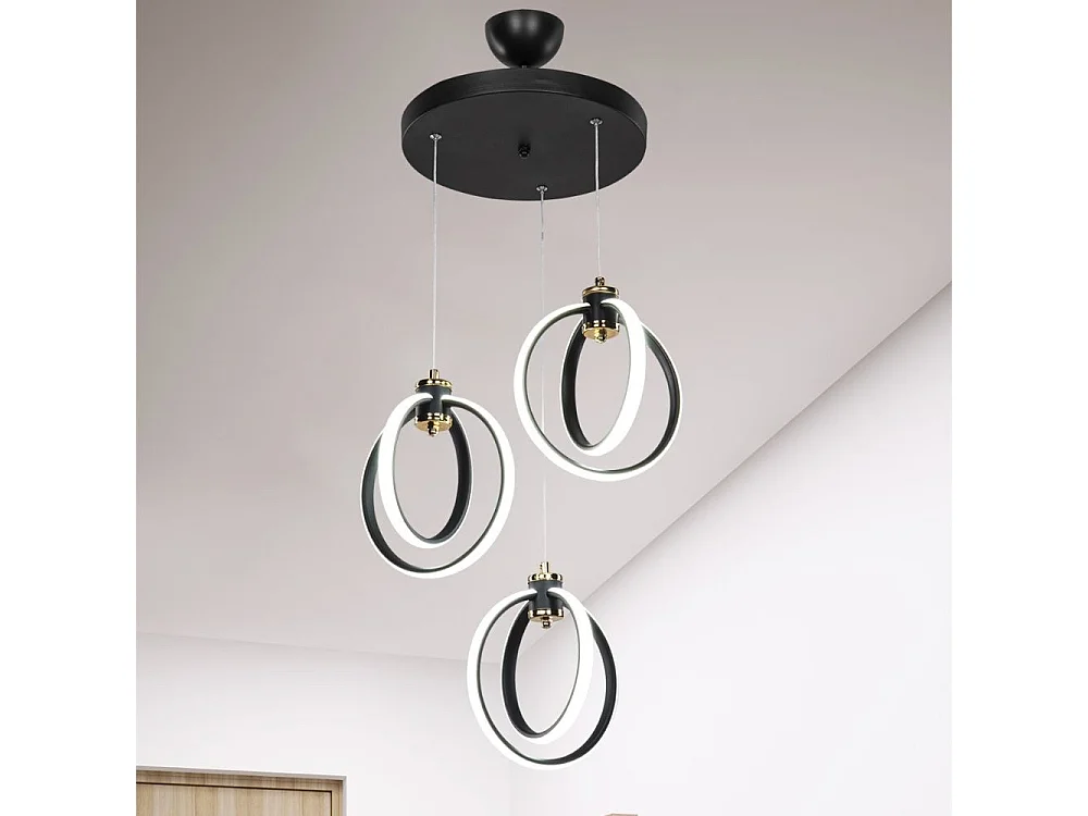 Lampada a sospensione tre punti luce cerchi LED Felicia ASZ1593