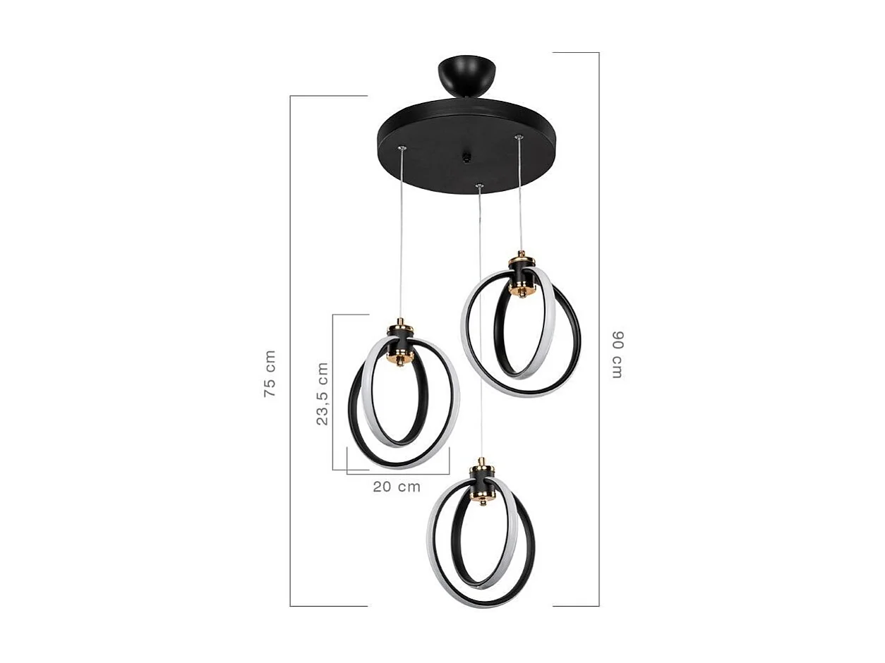 Lampada a sospensione tre punti luce cerchi LED Felicia ASZ1593
