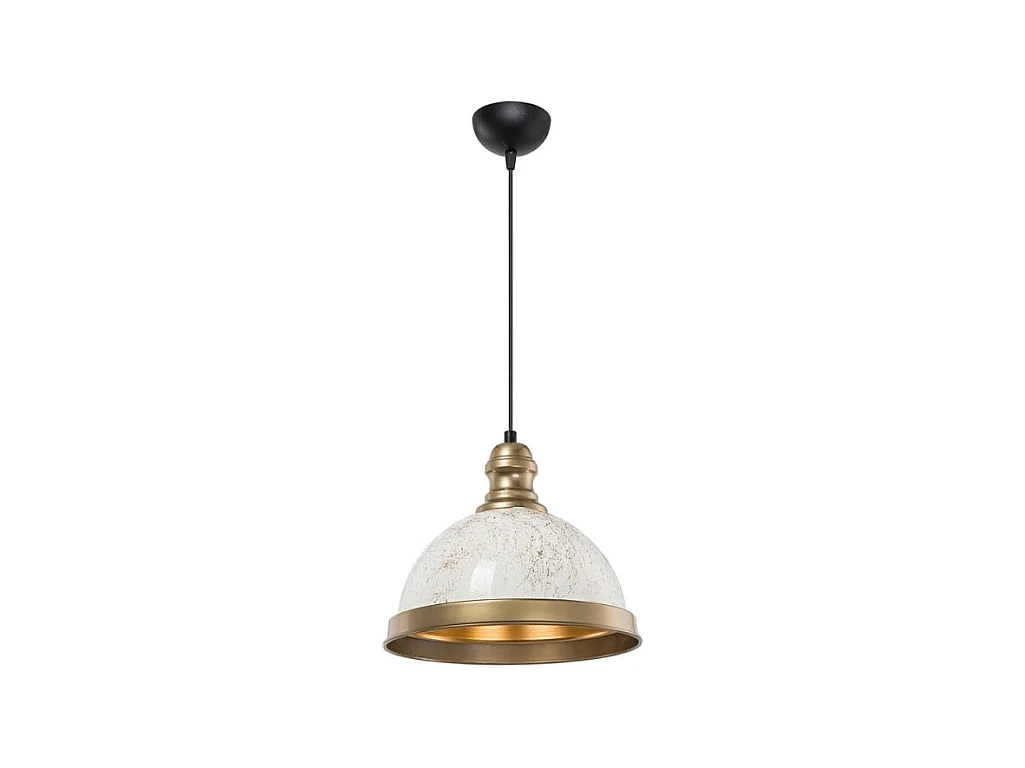 Lampada a sospensione con paralume metallo bianco e dettagli oro Astek ASZ1636