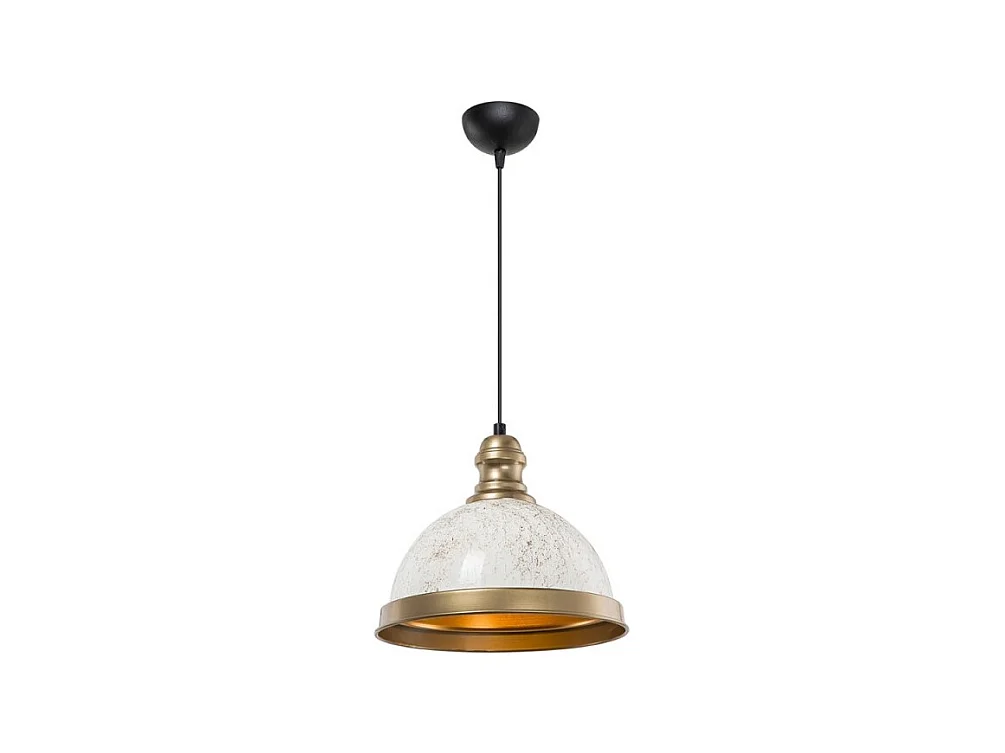 Lampada a sospensione con paralume metallo bianco e dettagli oro Astek ASZ1636