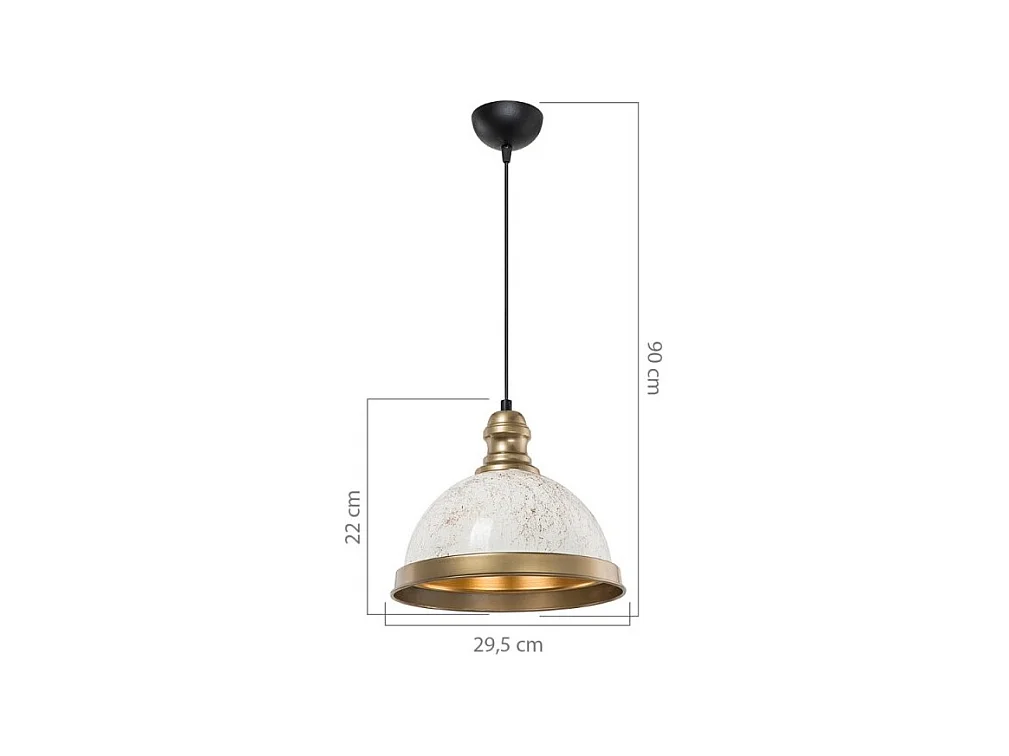 Lampada a sospensione con paralume metallo bianco e dettagli oro Astek ASZ1636