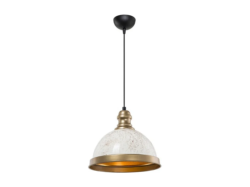Lampada a sospensione con paralume metallo bianco e dettagli oro Astek ASZ1636