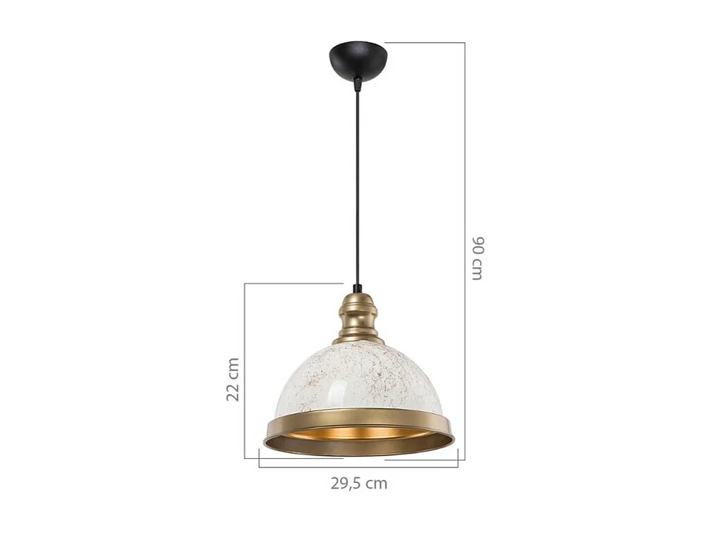 Lampada a sospensione con paralume metallo bianco e dettagli oro Astek ASZ1636