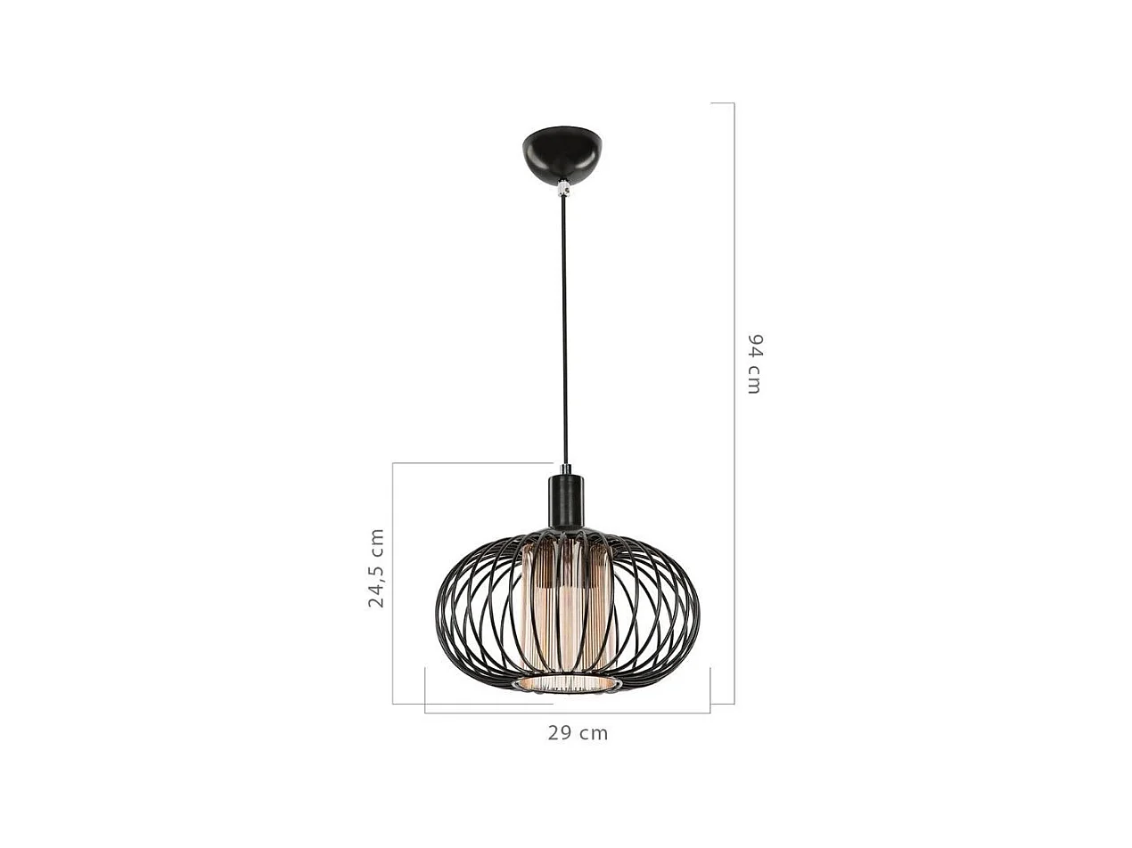 Lampada a sospensione con struttura in ferro e diffusore in vetro Terla MDL3674