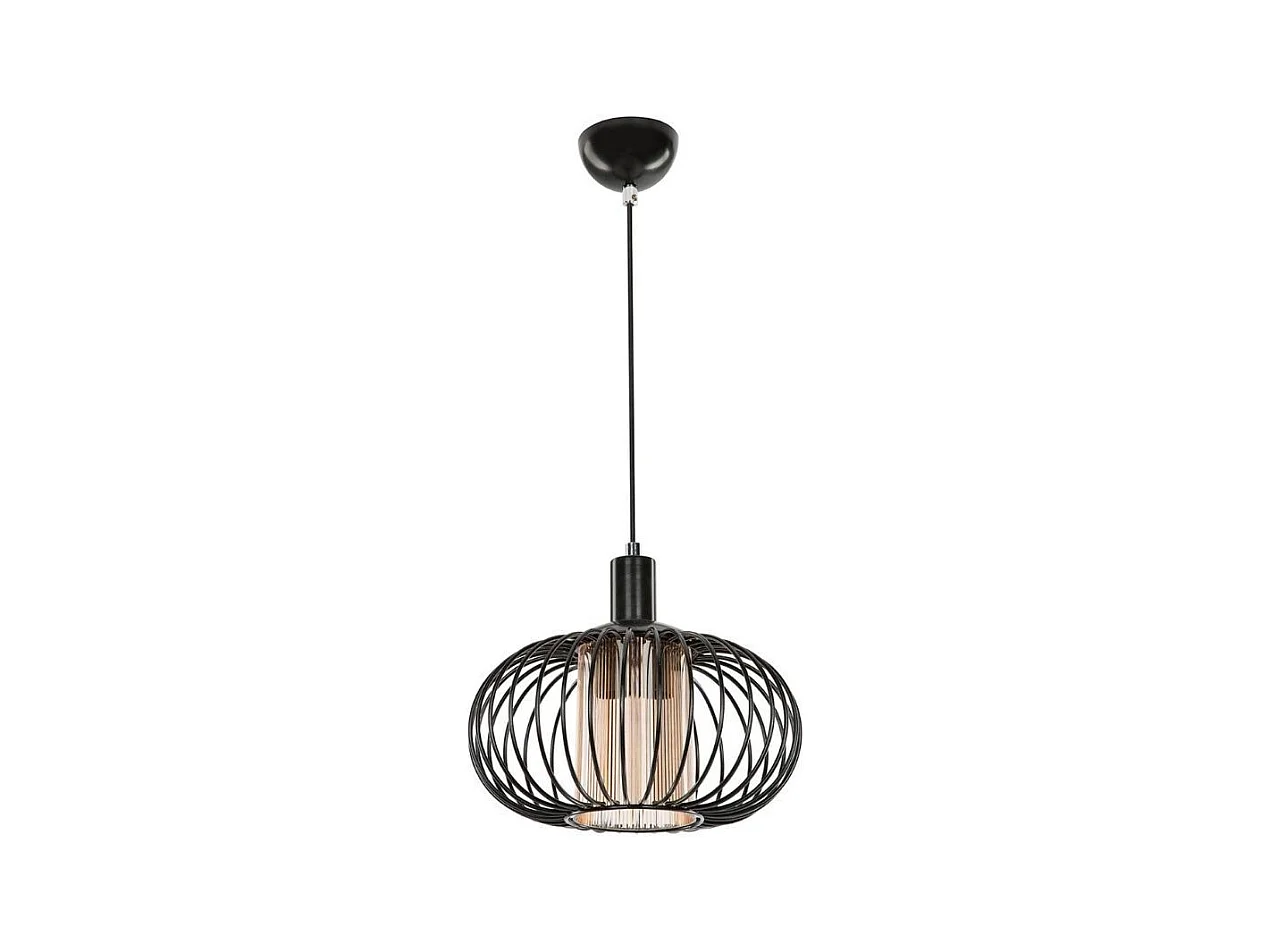 Lampada a sospensione con struttura in ferro e diffusore in vetro Terla MDL3674