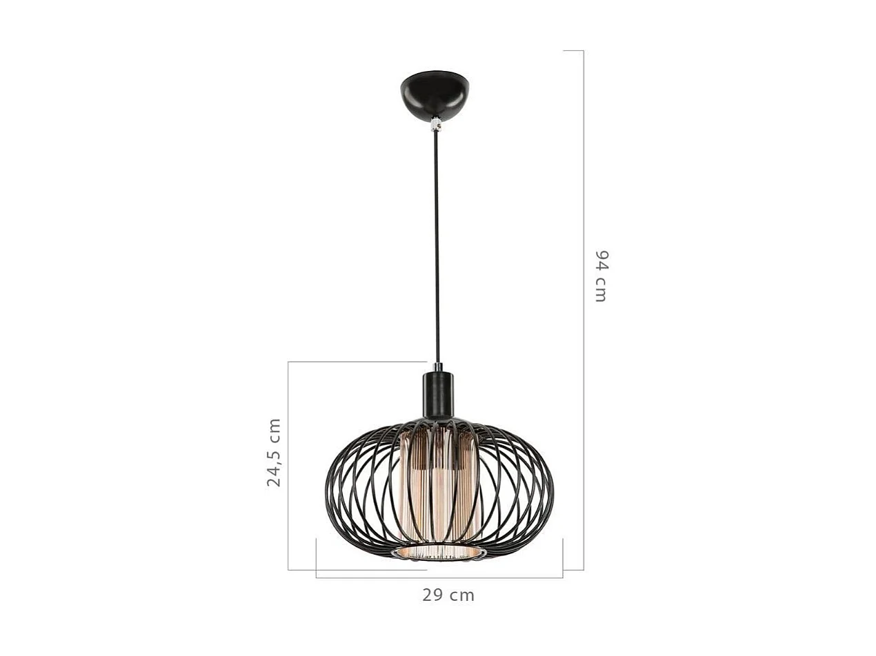 Lampada a sospensione con struttura in ferro e diffusore in vetro Terla MDL3674