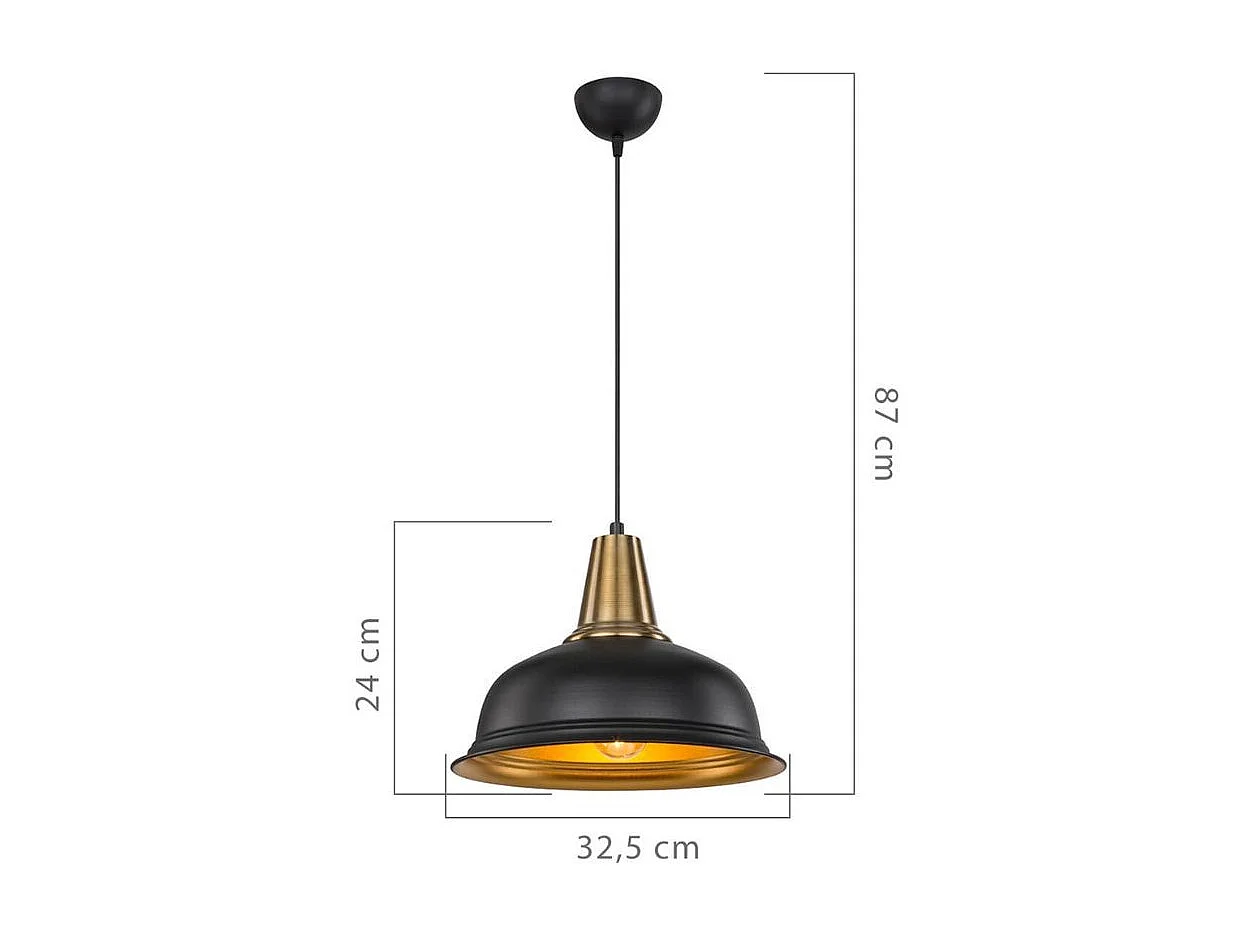 Lampada a sospensione metallo nero interno oro Rena ASZ1341