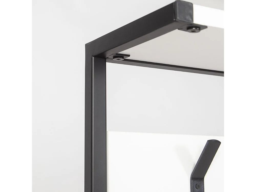 Scaffale ingresso appendiabiti in metallo nero con particolari bianco Nomad