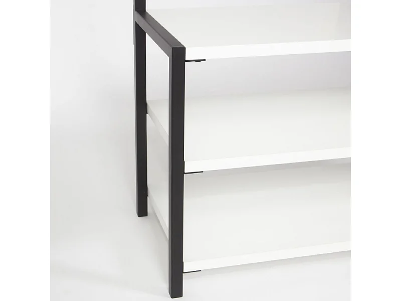 Scaffale ingresso appendiabiti in metallo nero con particolari bianco Nomad