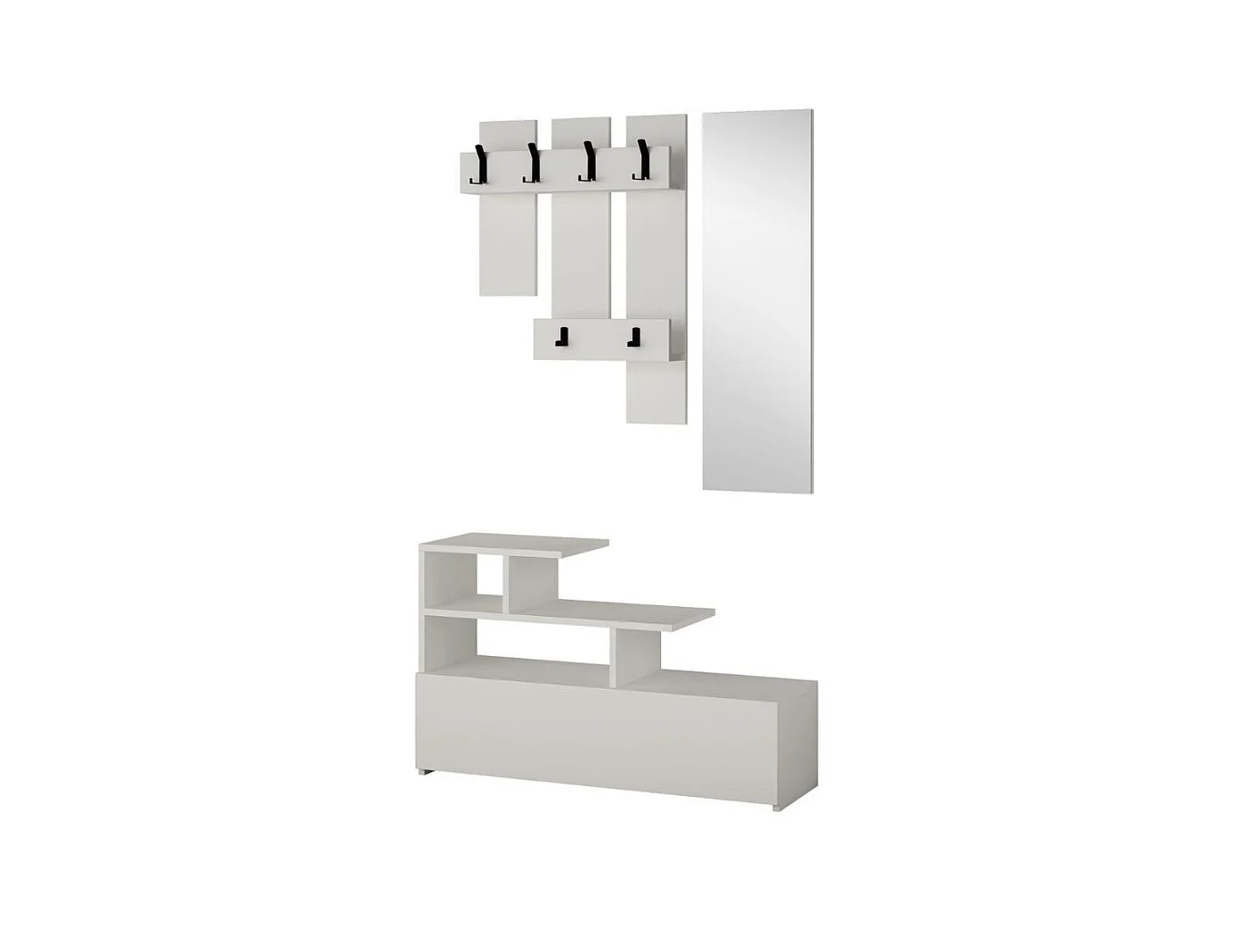 Mobile ingresso bianco con scarpiera e specchio Vesty