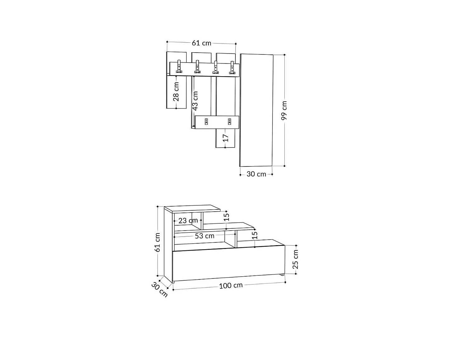 Mobile ingresso bianco con scarpiera e specchio Vesty
