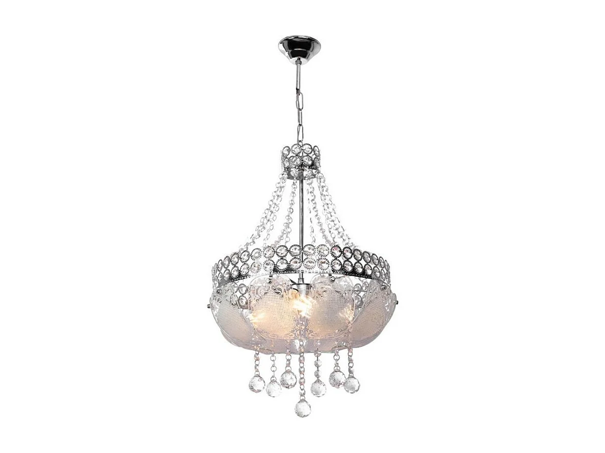Lampada a sospensione vetro decorato e pietre effetto cristallo Sare MDL3550 colore argento