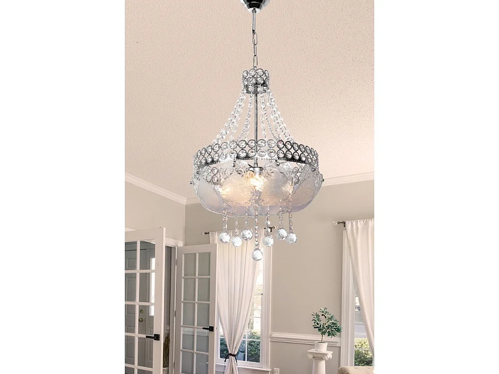 Lampada a sospensione vetro decorato e pietre effetto cristallo Sare MDL3550 colore argento