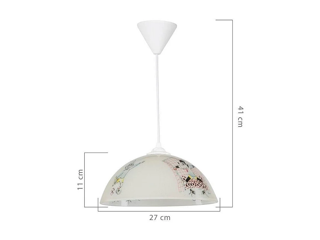 Lampada per cameretta vetro bianco con disegni Mufi MDL4164
