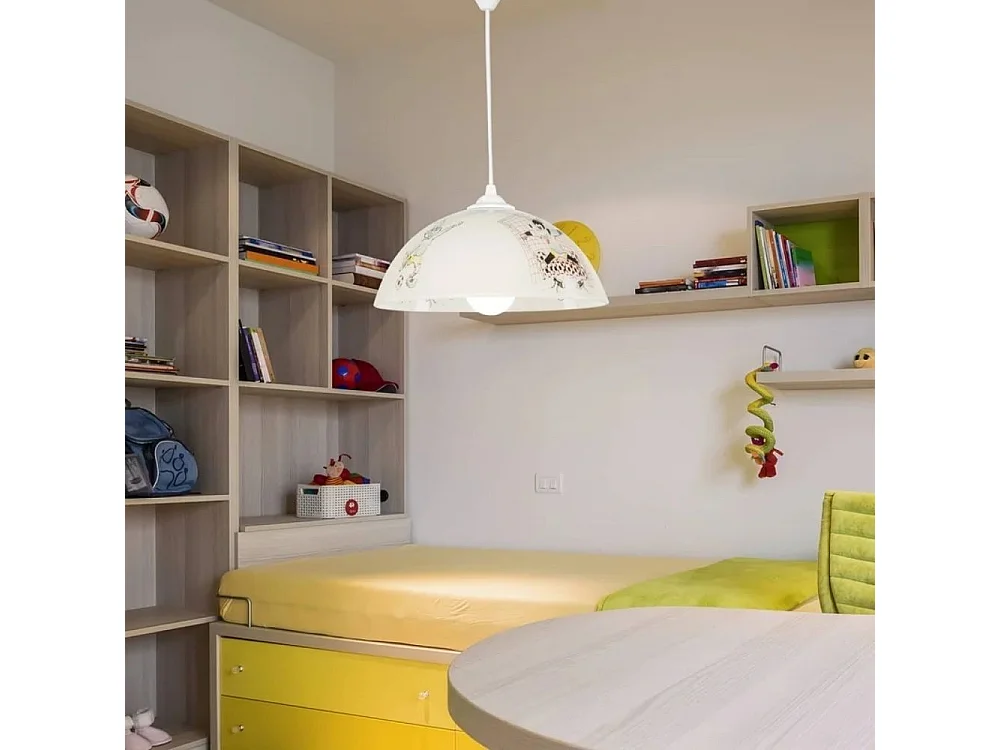 Lampada per cameretta vetro bianco con disegni Mufi MDL4164