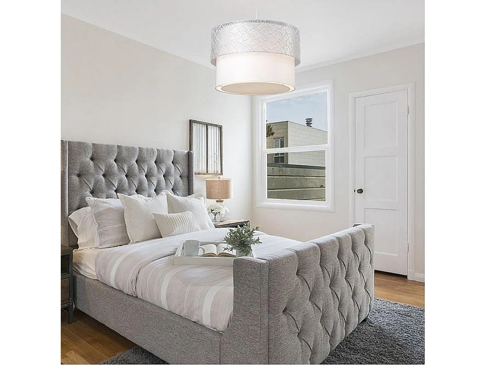 Lampada a sospensione in tessuto Polo MDL2355 colore grigio