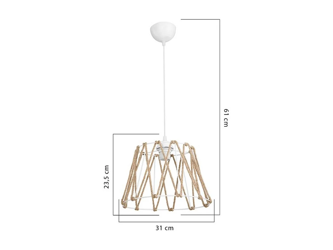 Lampada a sospensione metallo e corda Evren ASZ1029 colore bianco