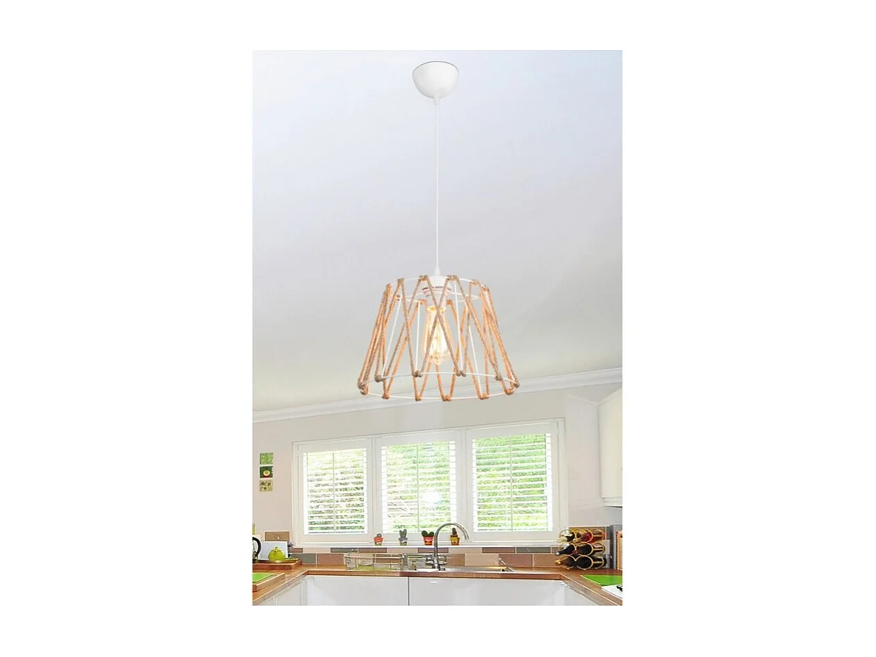 Lampada a sospensione metallo e corda Evren ASZ1029 colore bianco