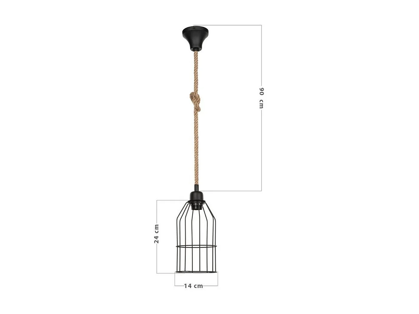 Lampada a sospensione in metallo nero e corda Halat ASZ0549
