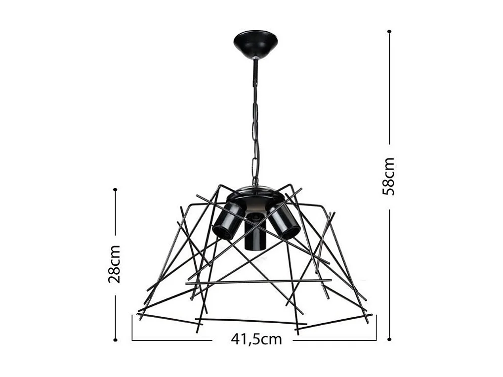 Lampada a sospensione 3 luci in metallo asimmetrico Tena MDL3854 colore nero