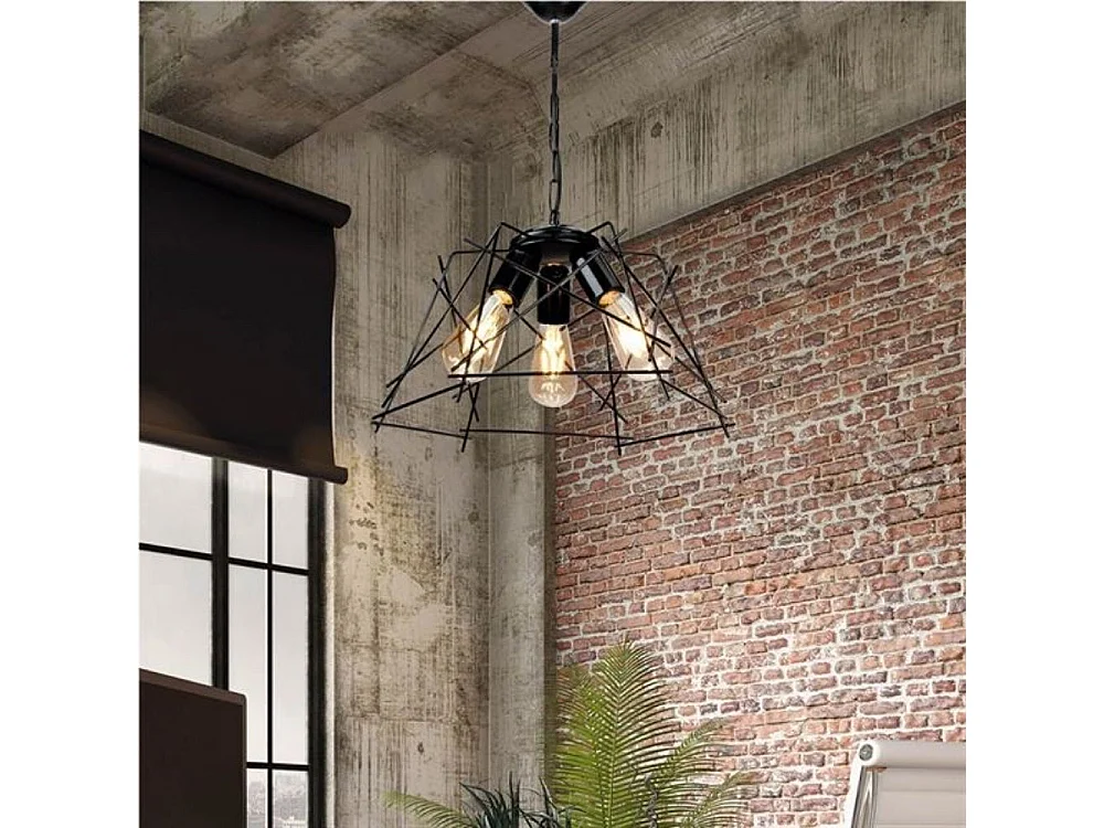 Lampada a sospensione 3 luci in metallo asimmetrico Tena MDL3854 colore nero