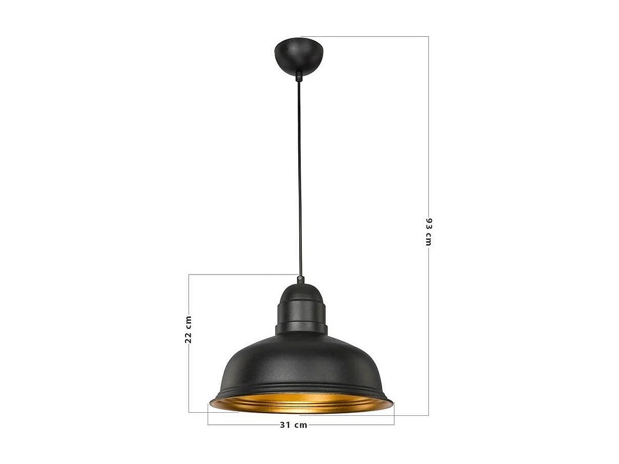 Lampada a sospensione metallo nero interno oro Kumbet MDL3053