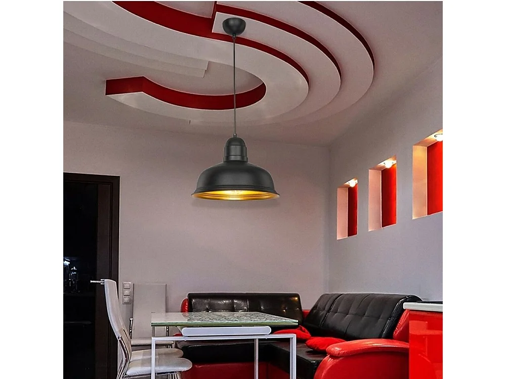 Lampada a sospensione metallo nero interno oro Kumbet MDL3053