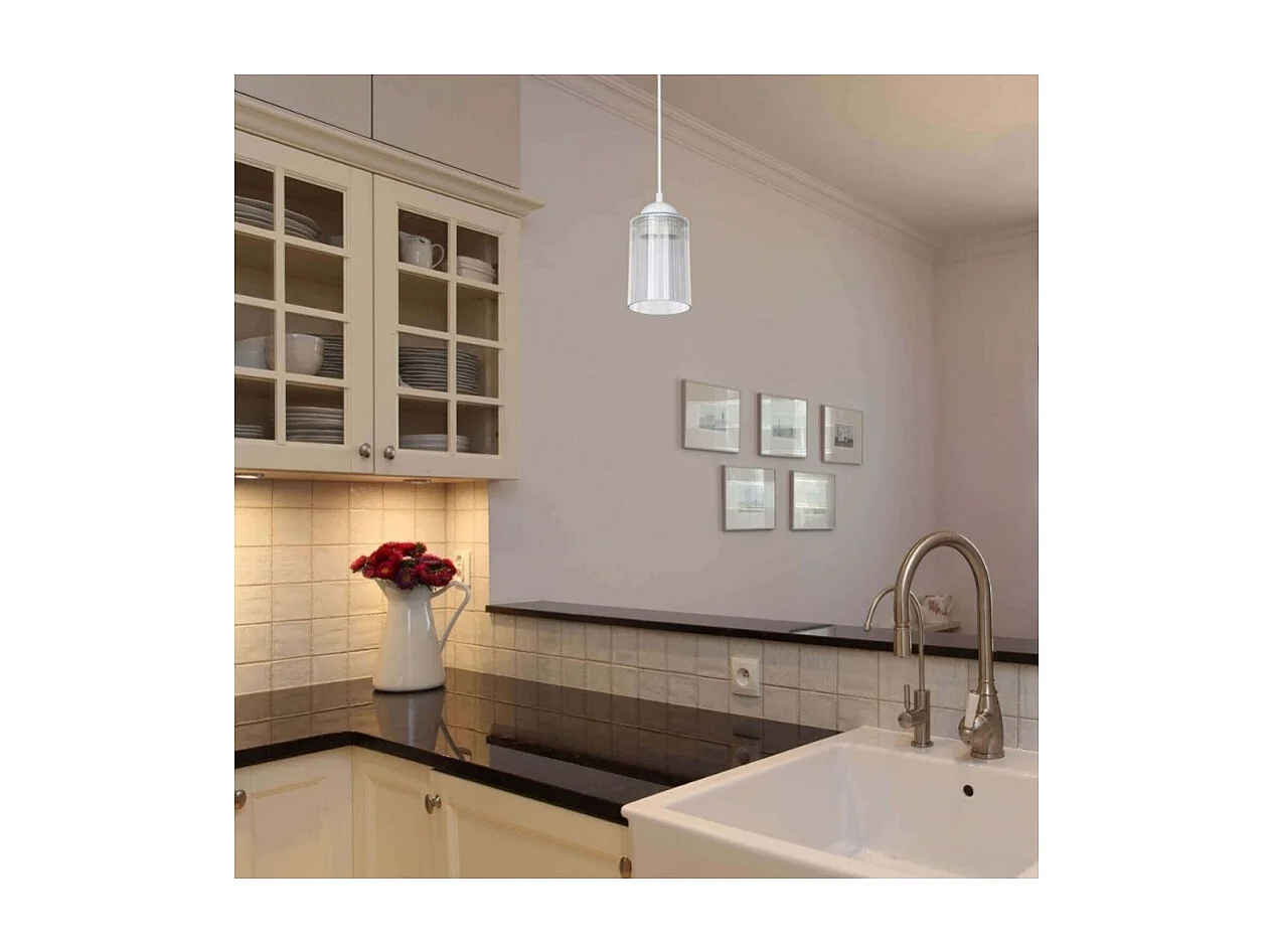 Lampada a sospensione con paralume cilindrico in plastica trasparente Optical ASZ1025