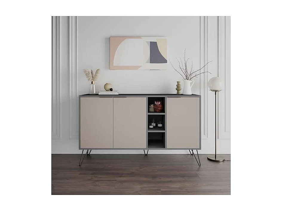 Madia 3 ante Clara 142x35,5x83h colore antracite tortora