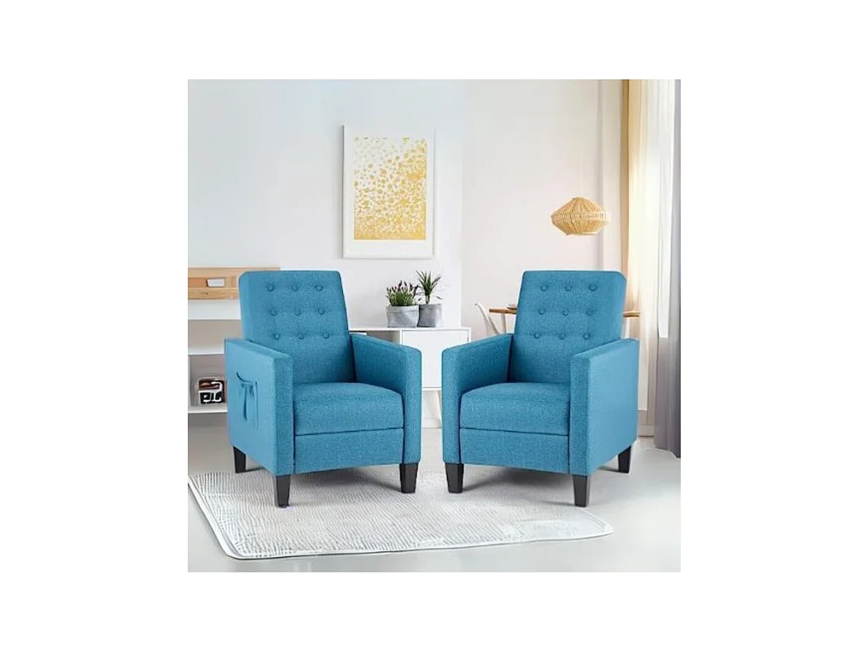 Poltrona recliner con massaggio Malea tessuto blu