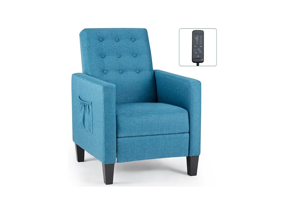 Poltrona recliner con massaggio Malea tessuto blu