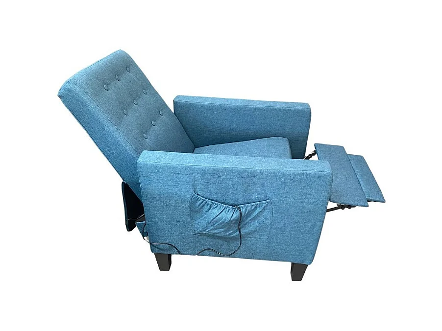 Poltrona recliner con massaggio Malea tessuto blu