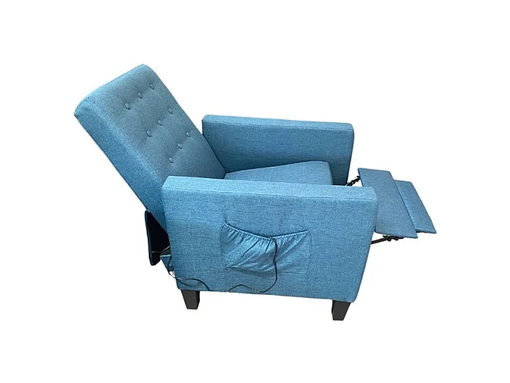 Poltrona recliner con massaggio Malea tessuto blu