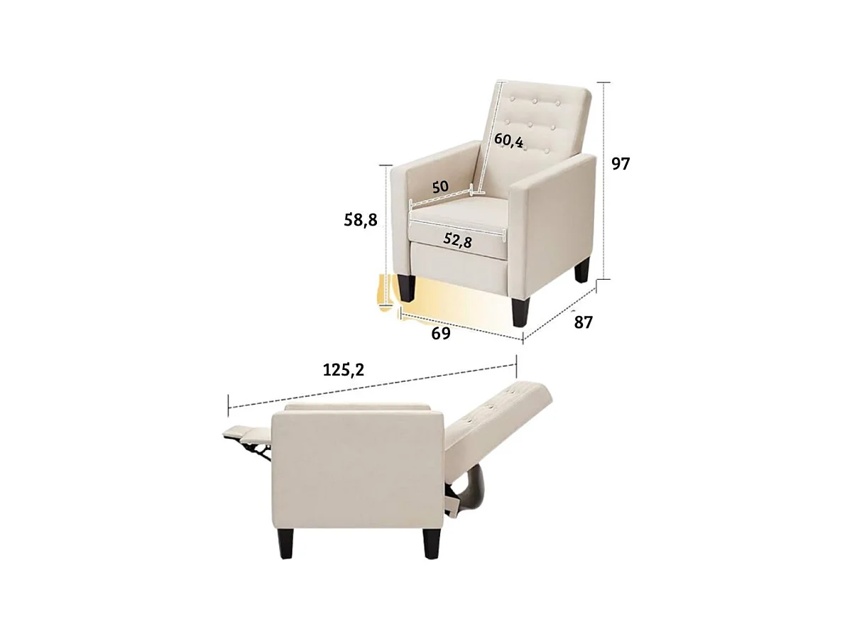 Poltrona recliner con massaggio Malea tessuto blu