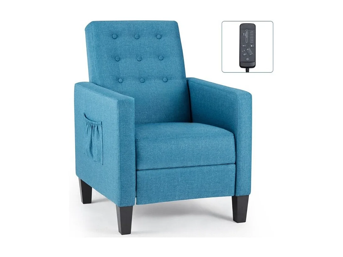 Poltrona recliner con massaggio Malea tessuto blu