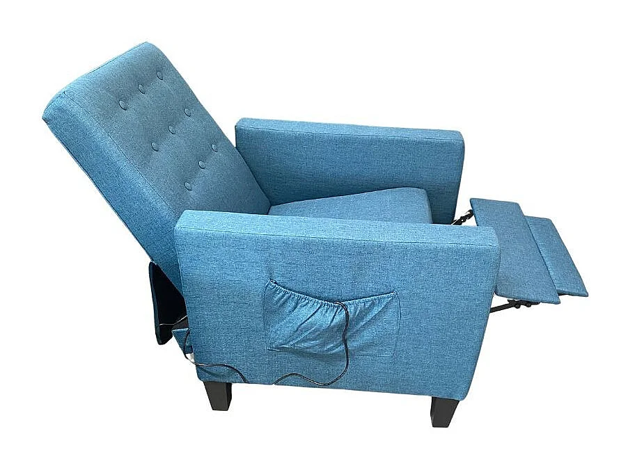 Poltrona recliner con massaggio Malea tessuto blu