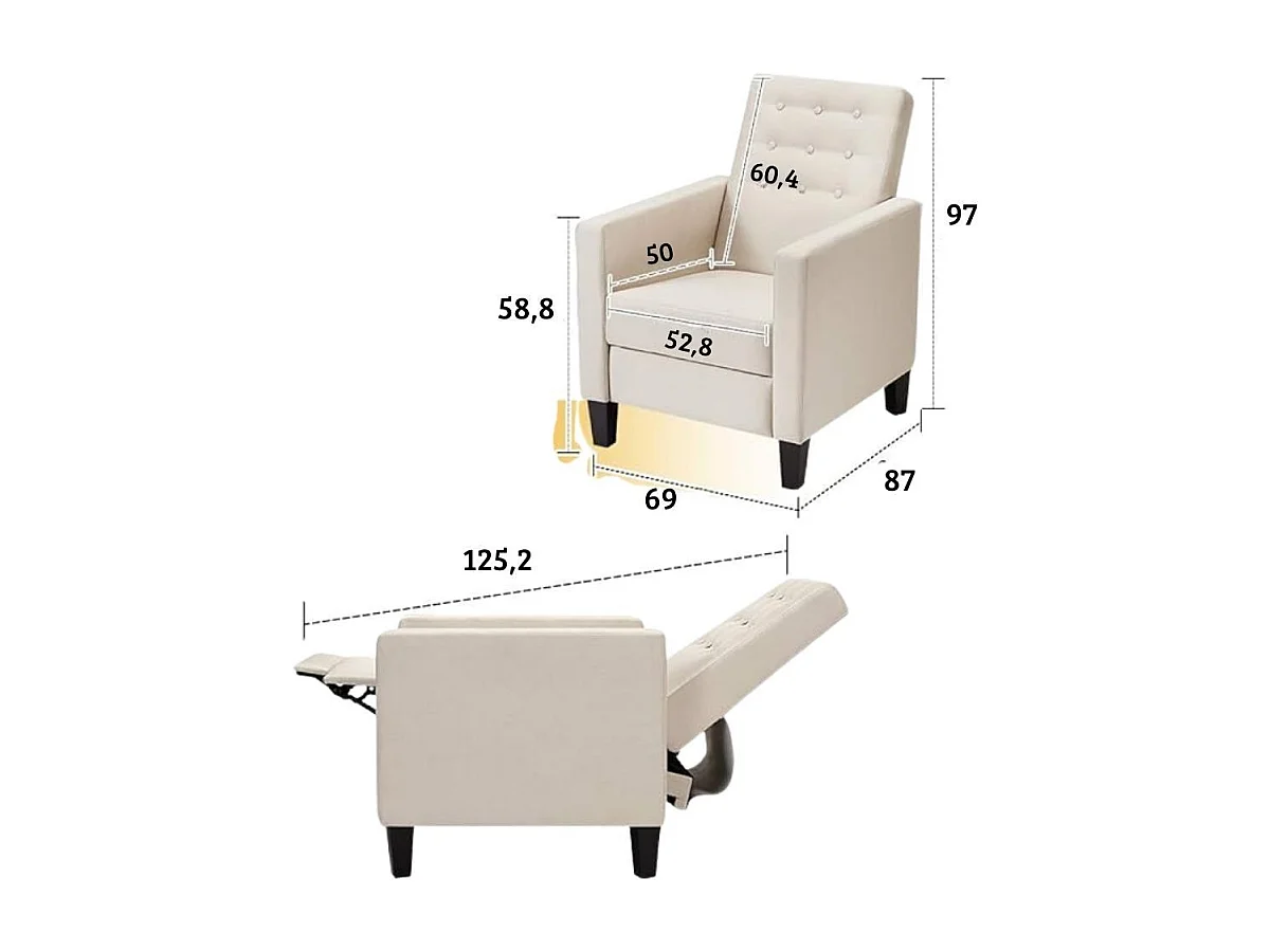 Poltrona recliner con massaggio Malea tessuto blu