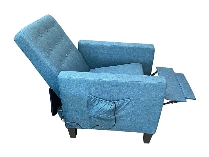Poltrona recliner con massaggio Malea tessuto blu