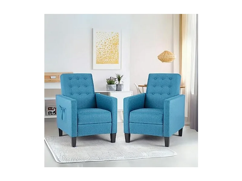 Poltrona recliner con massaggio Malea tessuto blu