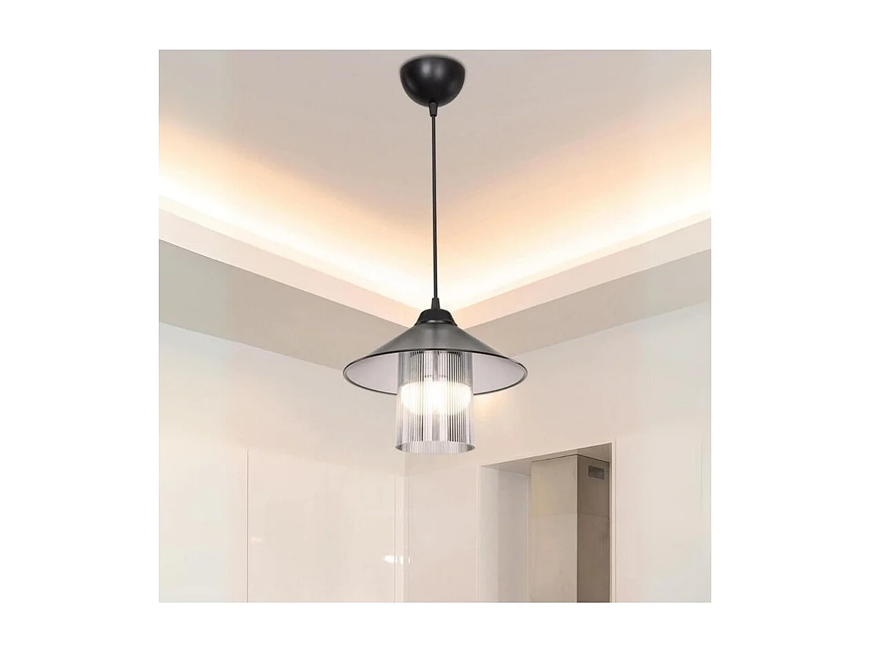 Lampada a sospensione stile vintage diffusore e paralume fumè Inka ASZ1463