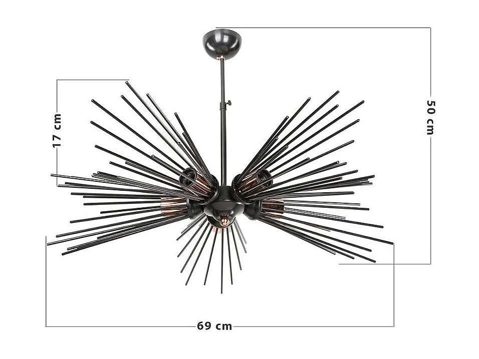 Lampada a sospensione a 5 luci metallo nero Salem MDL3806