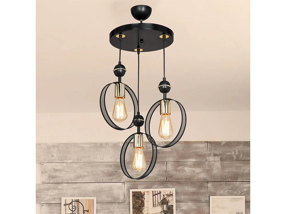 Lampada a sospensione con tre portalampada a cerchio Esin MDL4423