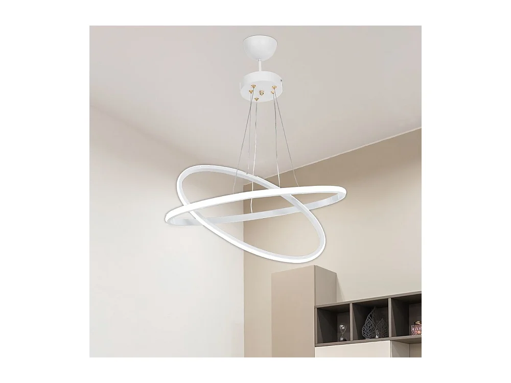 Lampada a sospensione due anelli LED Muso MDL4438 colore bianco