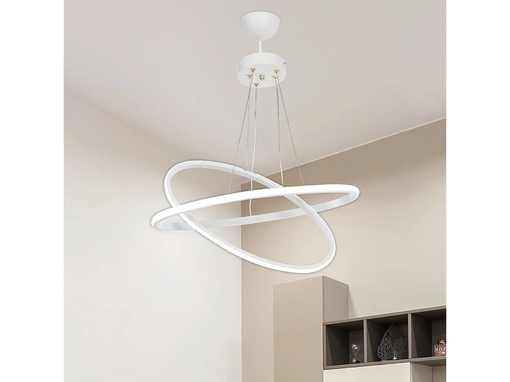 Lampada a sospensione due anelli LED Muso MDL4438 colore bianco