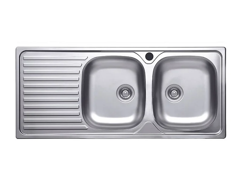 Lavello incasso acciaio inox 116x50 cm doppia vasca e gocciolatoio sinistro SA138