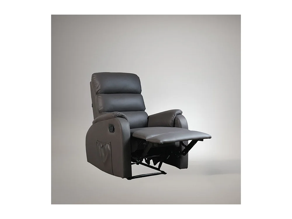 Poltrona relax manuale con 8 punti di massaggio Futura ecopelle grigio