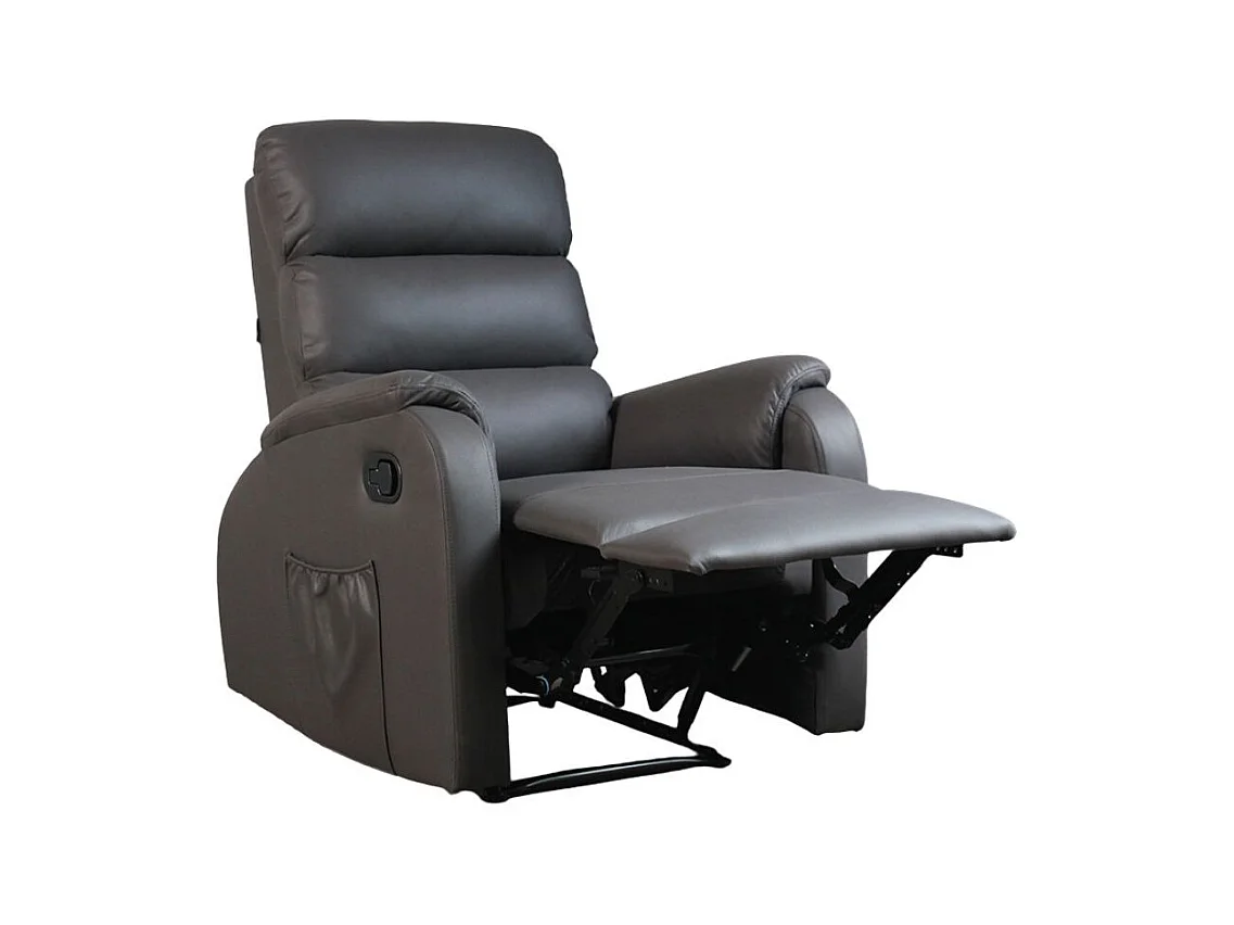 Poltrona relax manuale con 8 punti di massaggio Futura ecopelle grigio