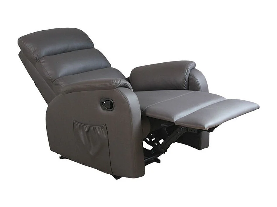 Poltrona relax manuale con 8 punti di massaggio Futura ecopelle grigio