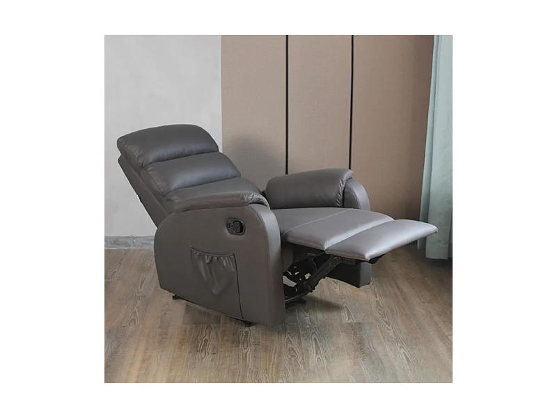 Poltrona relax manuale con 8 punti di massaggio Futura ecopelle grigio